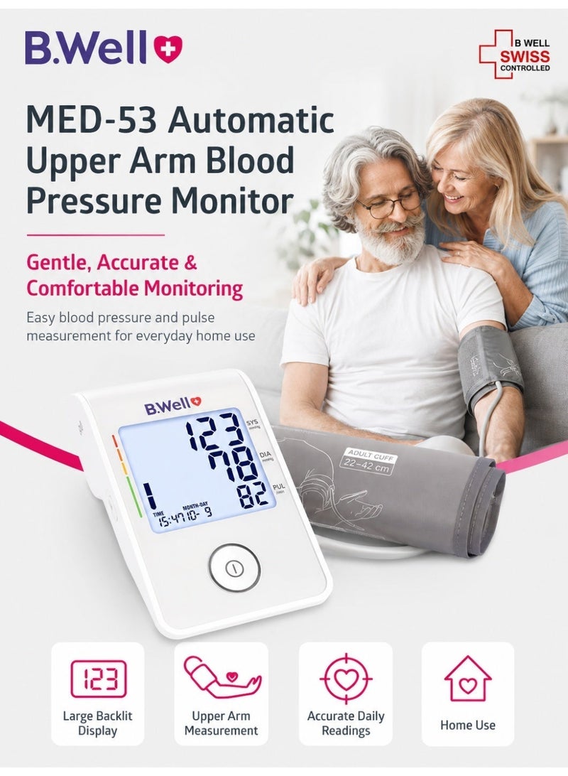 B.Well MED-53 Automatic Upper Arm Blood Pressure Monitor with 22-42 cm Cuff - Image 3