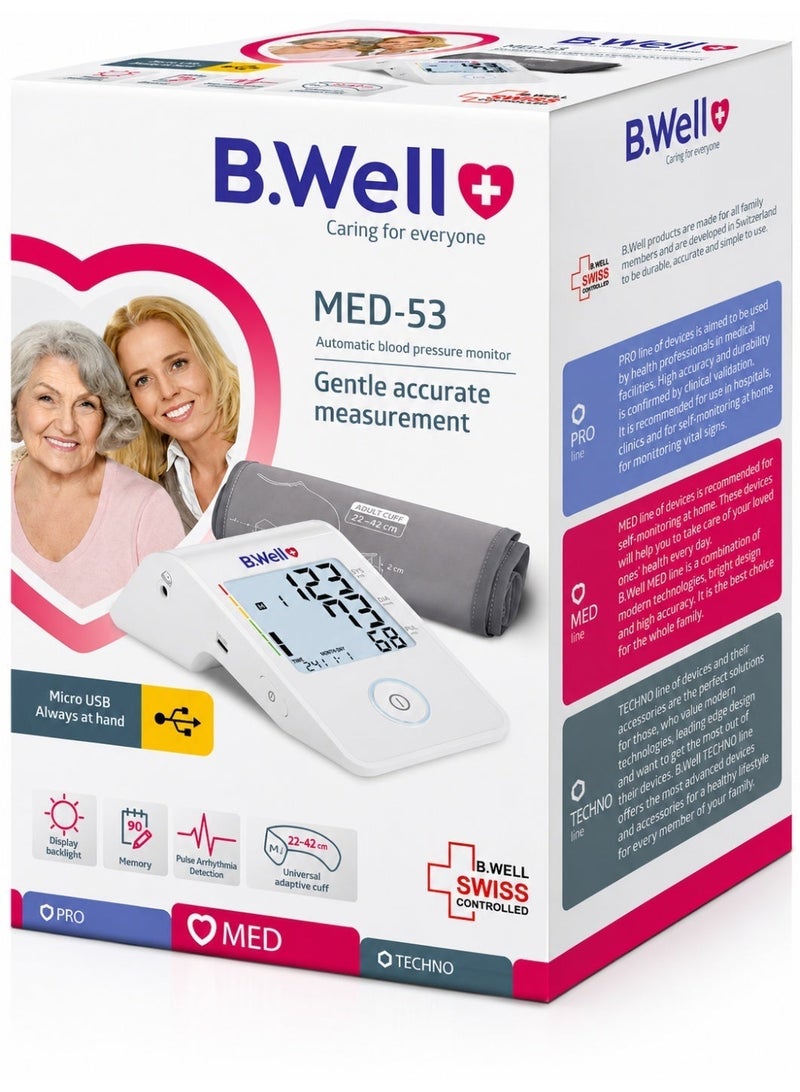 B.Well MED-53 Automatic Upper Arm Blood Pressure Monitor with 22-42 cm Cuff - Image 2