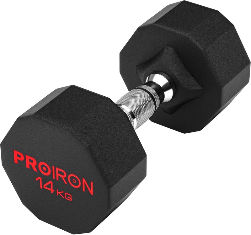 PROIRON أوزان دامتيل مطاطية PROIRON خالية من الرائحة، مجموعة أوزان فولاذية للرجال والنساء، صالة رياضية منزلية 14 كجم، تدريب لياقة بدنية، معدات رفع قوة الجسم - Image 1