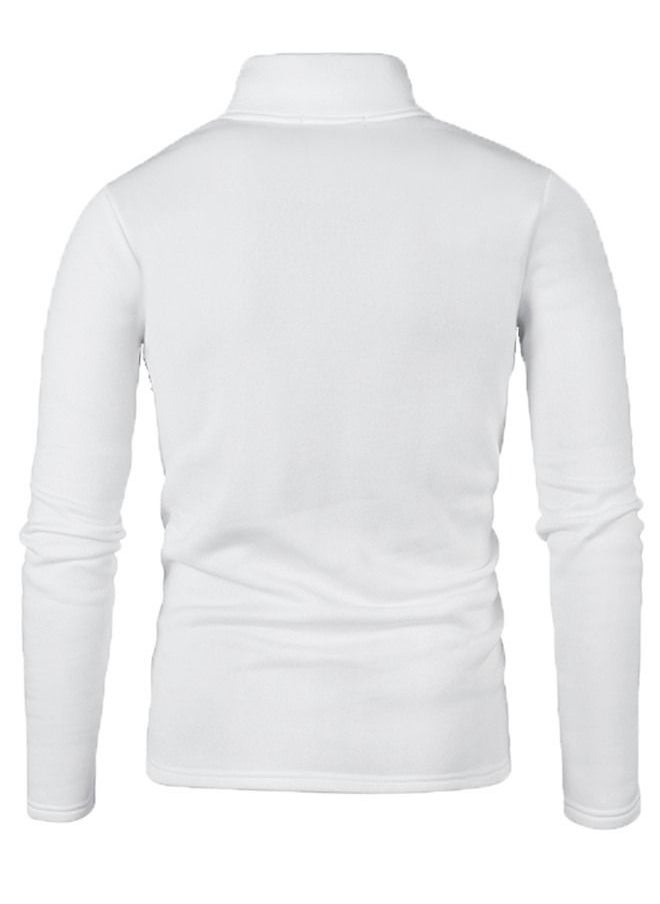 Loquat Men's Zipper Placket Solid Color High Neck Sweater  - Image 2