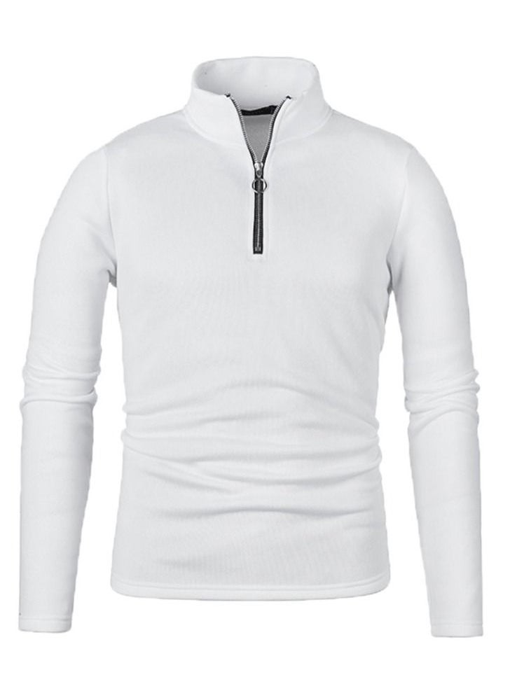 Loquat Men's Zipper Placket Solid Color High Neck Sweater  - Image 1