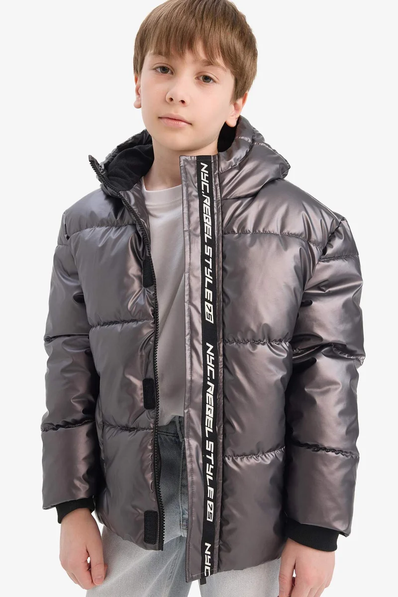 DeFacto Boy Hooded Water Repellent Fleece Lined Puffer Jacket