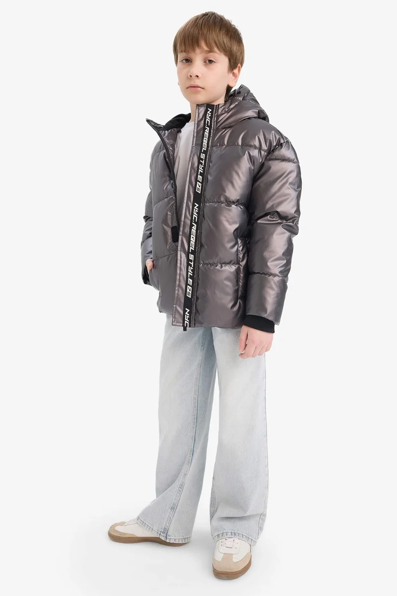 DeFacto Boy Hooded Water Repellent Fleece Lined Puffer Jacket