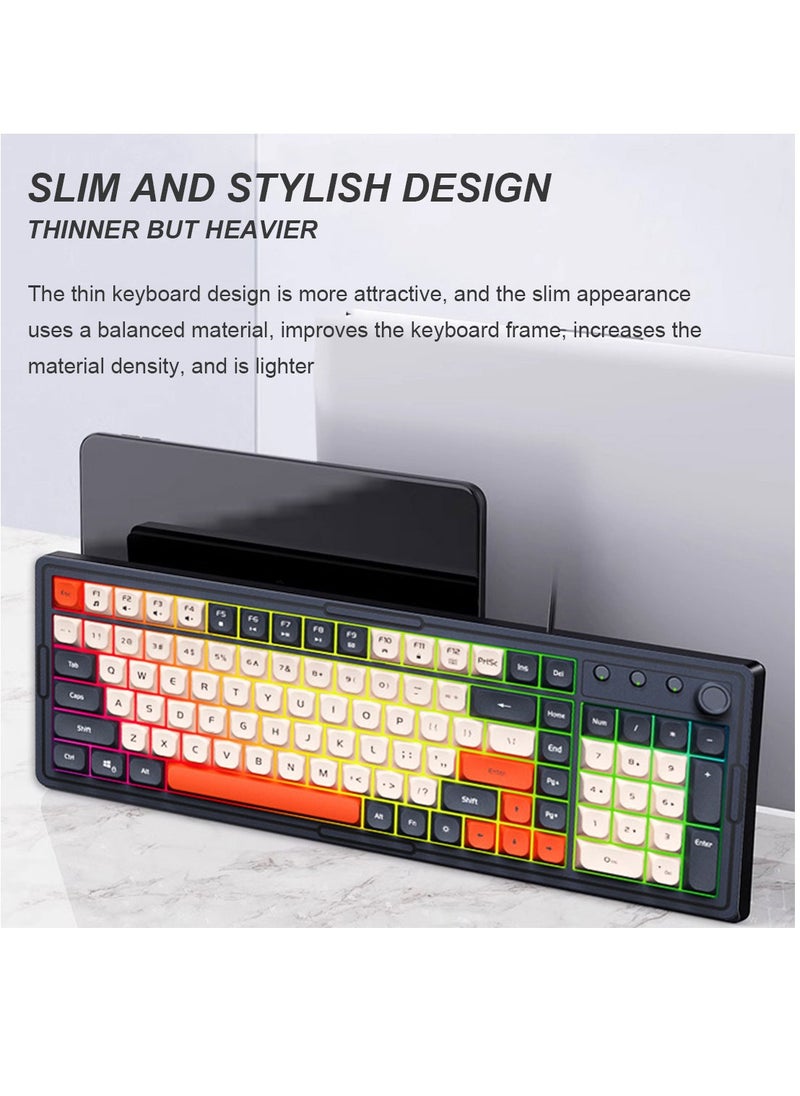 Forev - Wired Membrane Keyboard and Mouse Set with RGB Backlit, Mechanical Feel, Floating Keycaps, Silent and Waterproof Design, 4-Speed DPI Adjustable for Office Work Gaming - Black White - Image 1