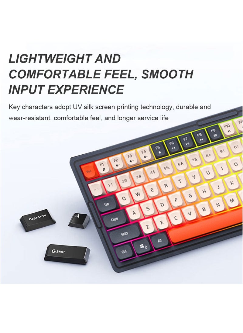 Forev - Wired Membrane Keyboard and Mouse Set with RGB Backlit, Mechanical Feel, Floating Keycaps, Silent and Waterproof Design, 4-Speed DPI Adjustable for Office Work Gaming - Black White - Image 1