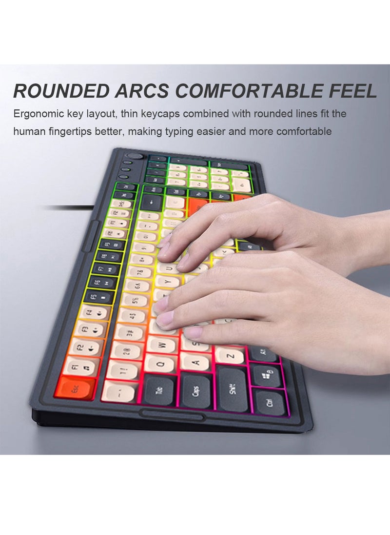 Forev - Wired Membrane Keyboard and Mouse Set with RGB Backlit, Mechanical Feel, Floating Keycaps, Silent and Waterproof Design, 4-Speed DPI Adjustable for Office Work Gaming - Black White - Image 1