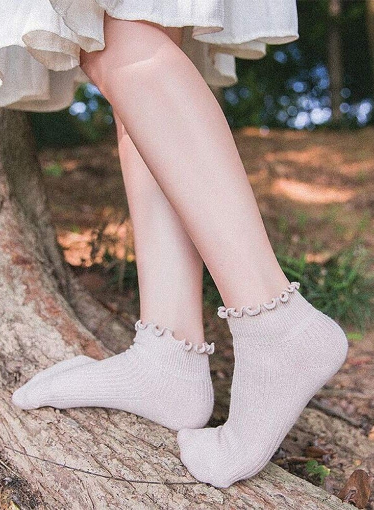 Barakah 6 Pack Women's Cotton Socks Ruffle Turn-Cuff Casual Ankle Socks Cool Thin Cotton Knit Lettuce - Image 4