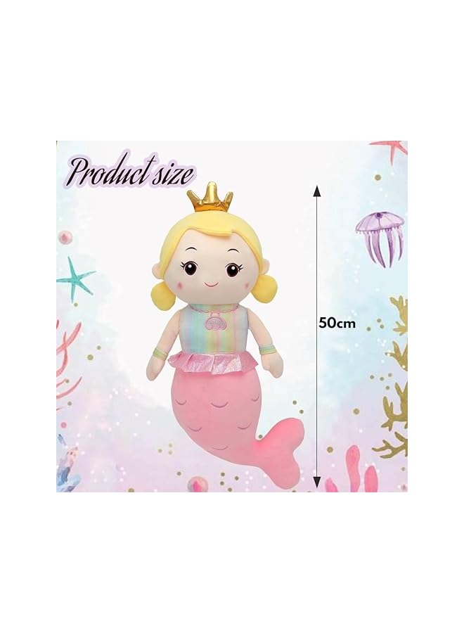 The Bros 50cm Mermaid Plush Toy – Soft Cuddly Pillow, Cute Stuffed Cushion for Girls, Fluffy Mermaid Doll, Sleeping Companion, Kawaii Throw Pillow, Gift for Kids & Adults, Nursery & Bedroom Decor - Image 3