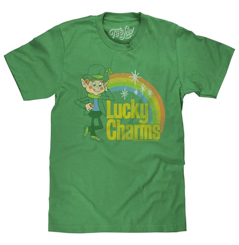 Tee Luv Men's Lucky Charms Shirt - Vintage Lucky The Leprechaun Logo T-Shirt, Kelly Green Heather, XL - Image 1