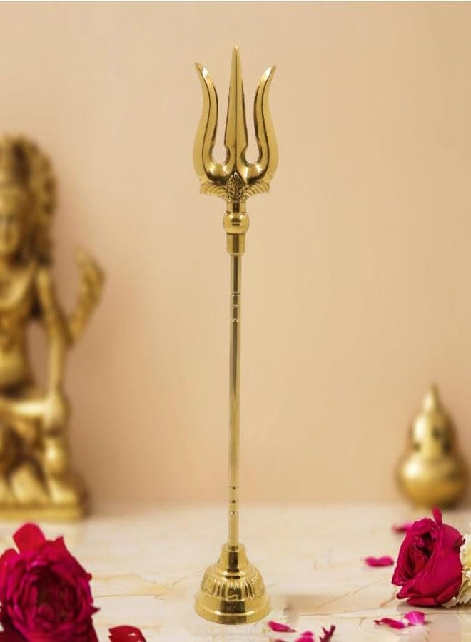 Spillbox Golden Brass Soolam Amman Trishul Brass with Round Base Kali Soolam Idol for Pooja shiva Brass Thrishul (1) - Image 1