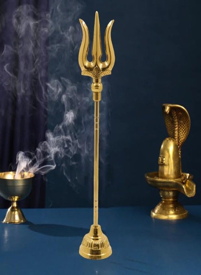Spillbox Golden Brass Soolam Amman Trishul Brass with Round Base Kali Soolam Idol for Pooja shiva Brass Thrishul (1) - Image 3