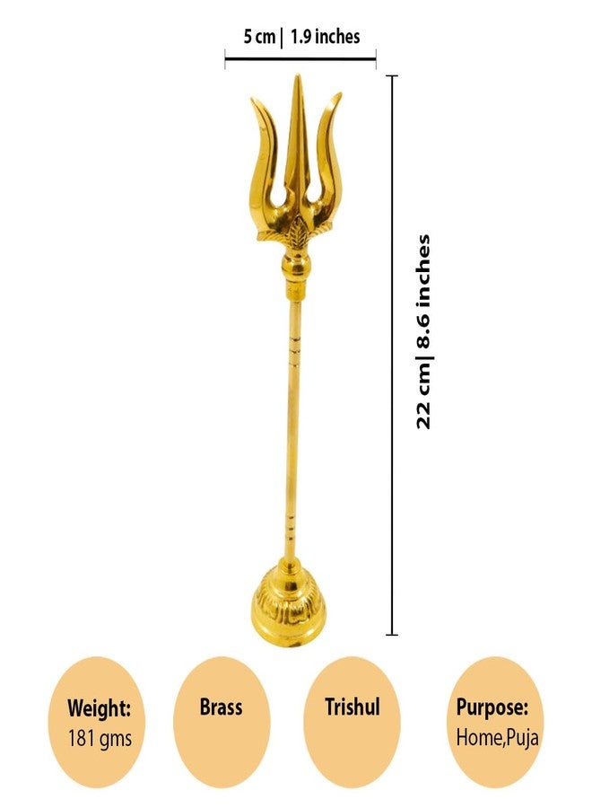 Spillbox Golden Brass Soolam Amman Trishul Brass with Round Base Kali Soolam Idol for Pooja shiva Brass Thrishul (1) - Image 5