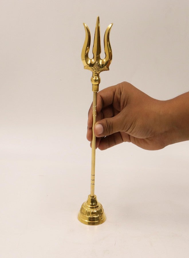 Spillbox Golden Brass Soolam Amman Trishul Brass with Round Base Kali Soolam Idol for Pooja shiva Brass Thrishul (1) - Image 2