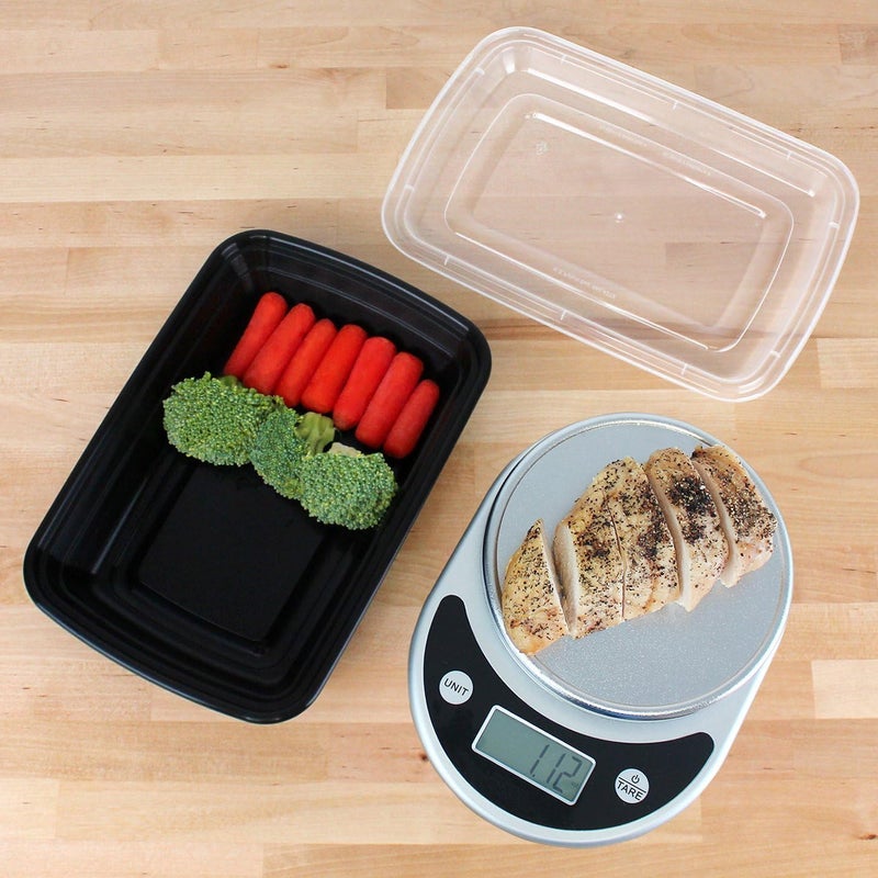 Freshware حاويات تحضير الوجبات من فريش وير 1 قسم مع أغطية حاويات الطعام صندوق الغداء خالية من BPA قابلة للتكديس صندوق بنتو آمنة في الميكروويف وغسالة الصحون والفريزر تحكم في الحصص 28 أونصة عبوة من 15 - Image 3