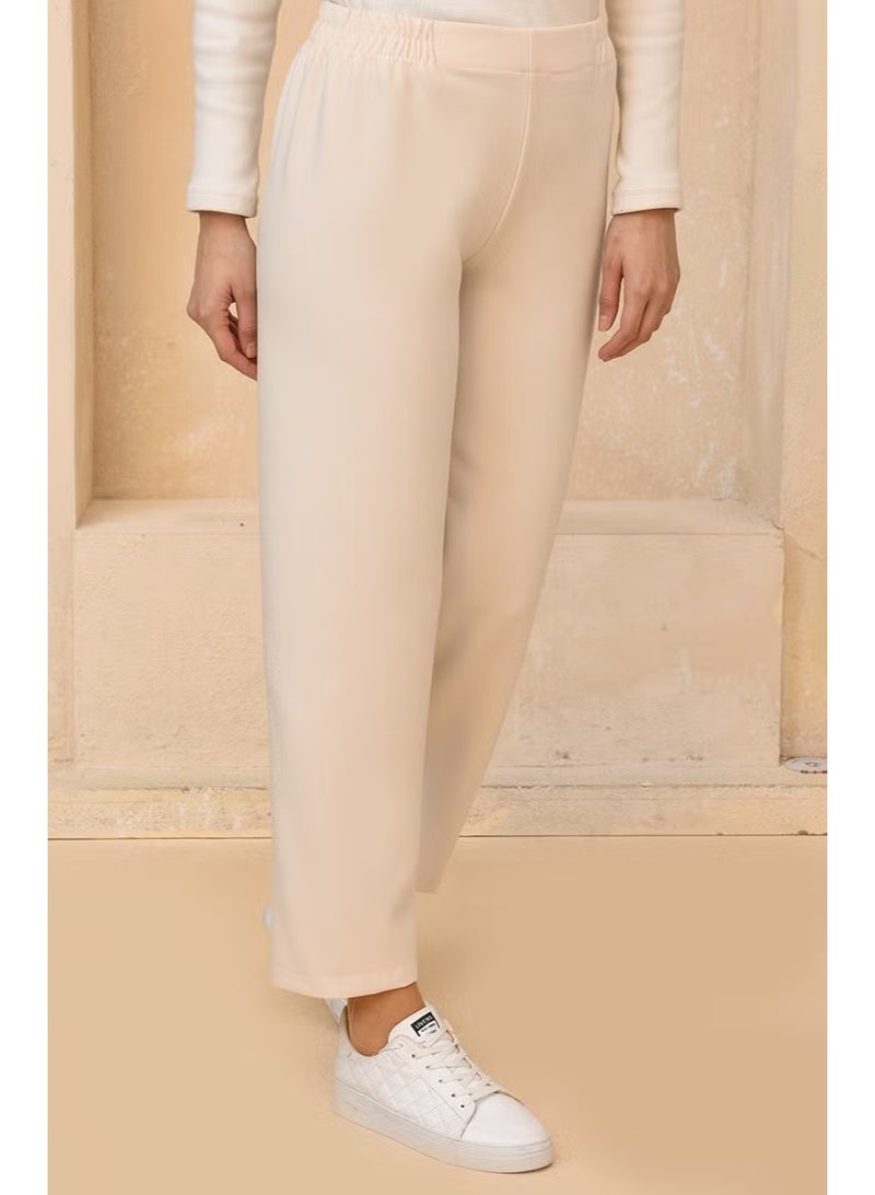 Sefa Merve Elastic Waist Trousers 2034-10 Cream - Image 1