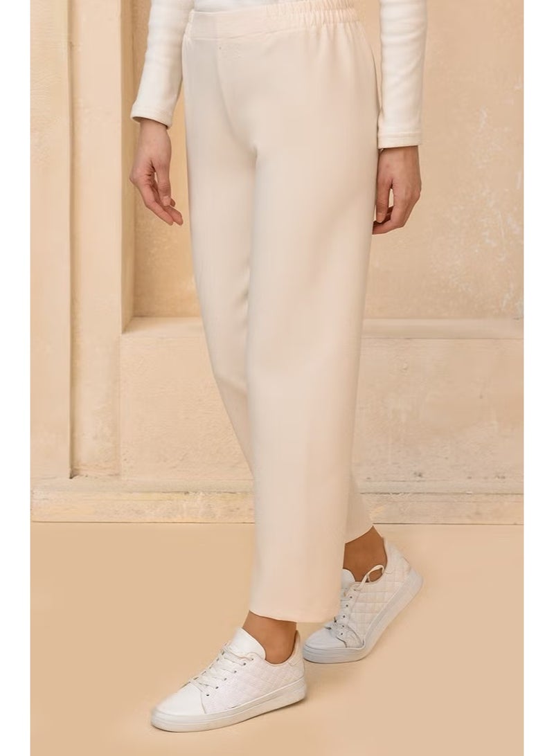 Sefa Merve Elastic Waist Trousers 2034-10 Cream - Image 2