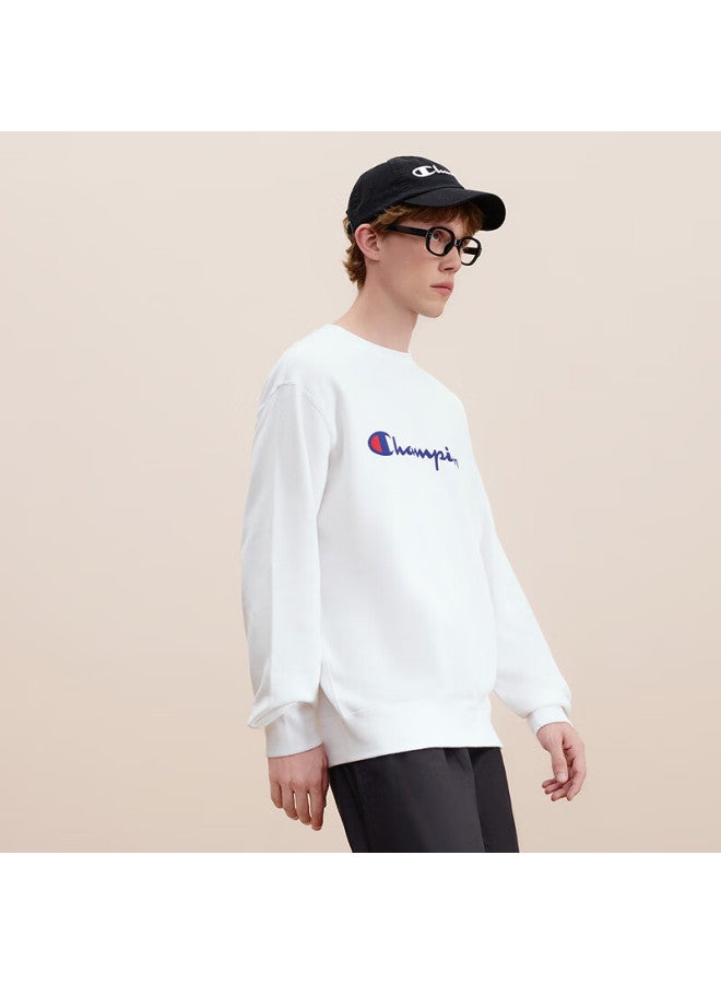 Champion Champion Men's Sweatshirt, Autumn New Arrival, American Trendy Brand, Large Handwritten Pure Cotton Crew Neck Top, White, Size L  - Image 1