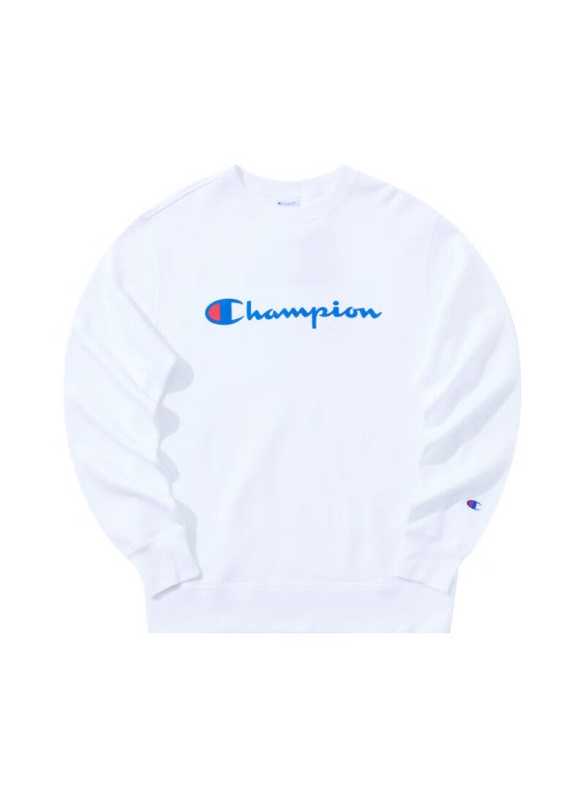 Champion Champion Men's Sweatshirt, Autumn New Arrival, American Trendy Brand, Large Handwritten Pure Cotton Crew Neck Top, White, Size L  - Image 3