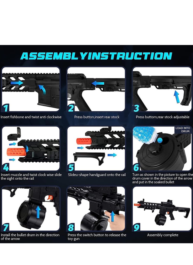 Moonmen - M4 Wasp Gel Ball Blaster with 1000 Round Capacity Ammo Drum – Splatter Ball Blaster Includes 30,000 Planet Friendly No- Stain Water Beads- Fun and Exciting Electric Blaster - Image 1