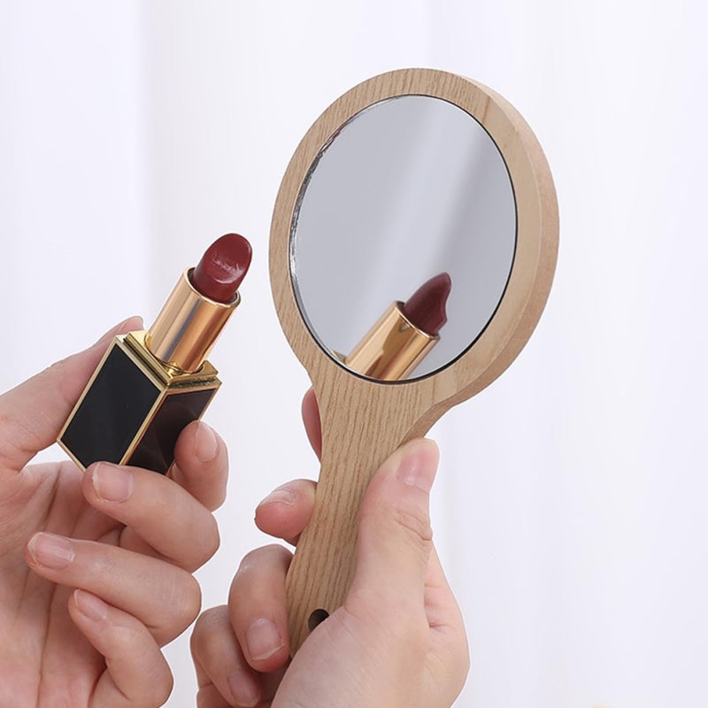GANAZONO 4pcs Portable Handheld Small Rounded Makeup Mirrors with Handle, Compact Cosmetics Mirrors for Travel, Dormitory, and Daily Use - Image 4
