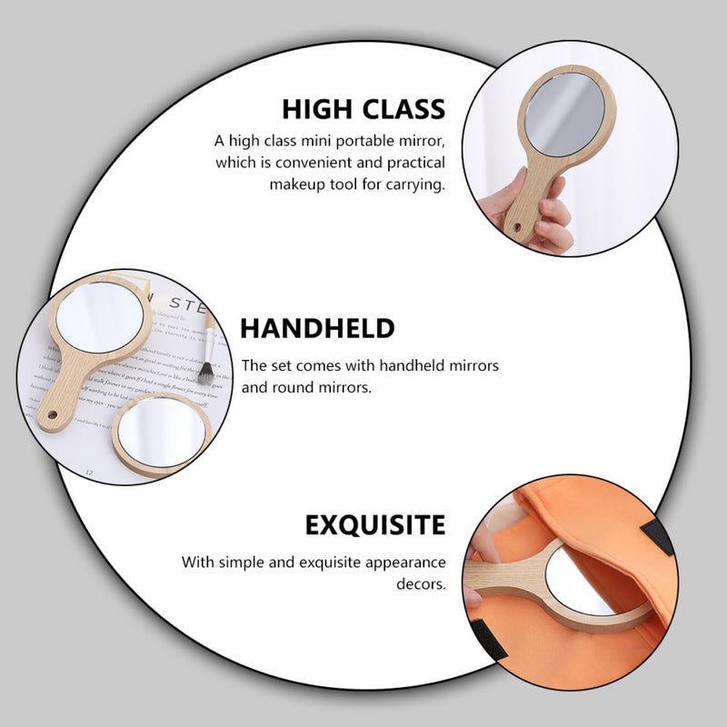 GANAZONO 4pcs Portable Handheld Small Rounded Makeup Mirrors with Handle, Compact Cosmetics Mirrors for Travel, Dormitory, and Daily Use - Image 5