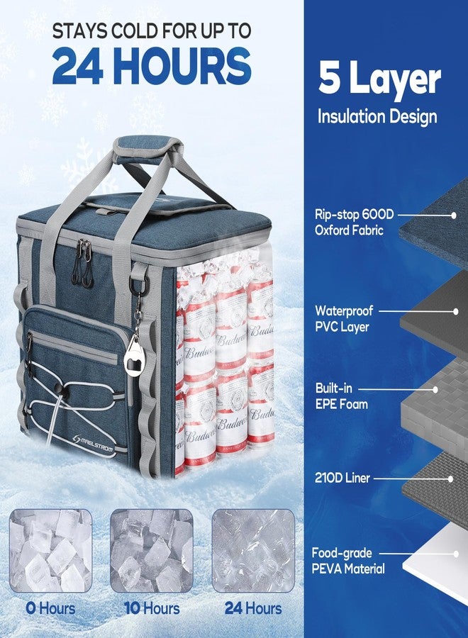 Maelstrom Soft Cooler Bag,Soft Sided Cooler,40 Cans Collapsible Cooler with Velcro Top,Insulated Ice Chest,Large Leakproof Camping Cooler for Kayaking,Beach,Travel,Blue - Image 2