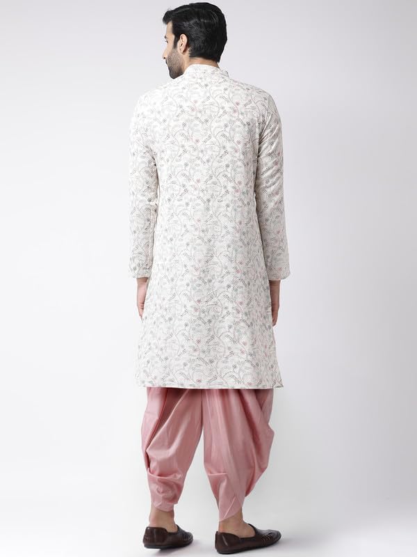 KISAH Men's Kurta Dhoti Set, Multi Cotton Blend, Block print Long Sleeves Regular Fit Mandarin Collar (Medium) - Image 2