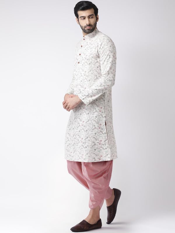 KISAH Men's Kurta Dhoti Set, Multi Cotton Blend, Block print Long Sleeves Regular Fit Mandarin Collar (Medium) - Image 4