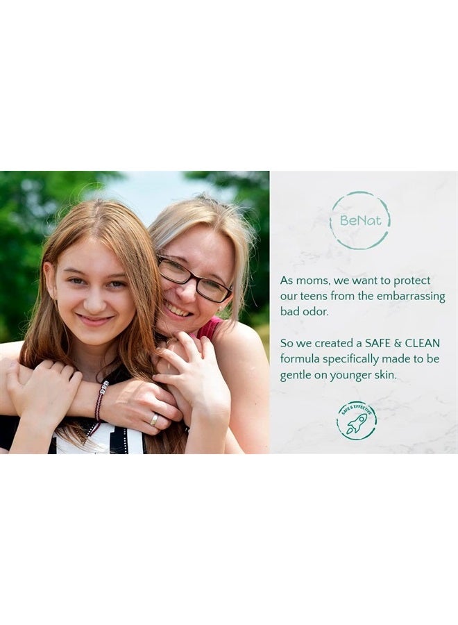 All Natural Deodorant For Teen Girls 100% Natural Aluminum-Free Carcinogen Free Kids Deodorant For Girls Clinically Proven To Be Safe For Children and Teenagers