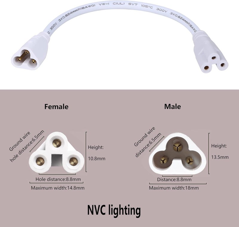 SinLoon ULLP Certification T5 T8 LED Tube Connector Adapter Cable Wire 85 inch Male to Female End Extension Cord for Integrated LED Fluorescent Tube Light Bulb Lamp Holder 2Pack 3Pin MF - Image 4