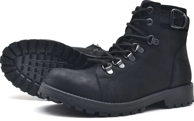 راكر Griffon Leather Black Zipper Kids Boots