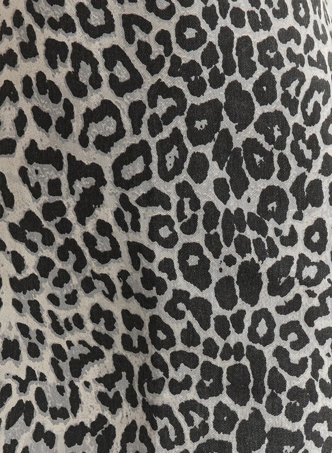 trendyol Multicolored Cotton Fabric Animal Leopard Patterned Mini Length Woven Skirt - Image 3