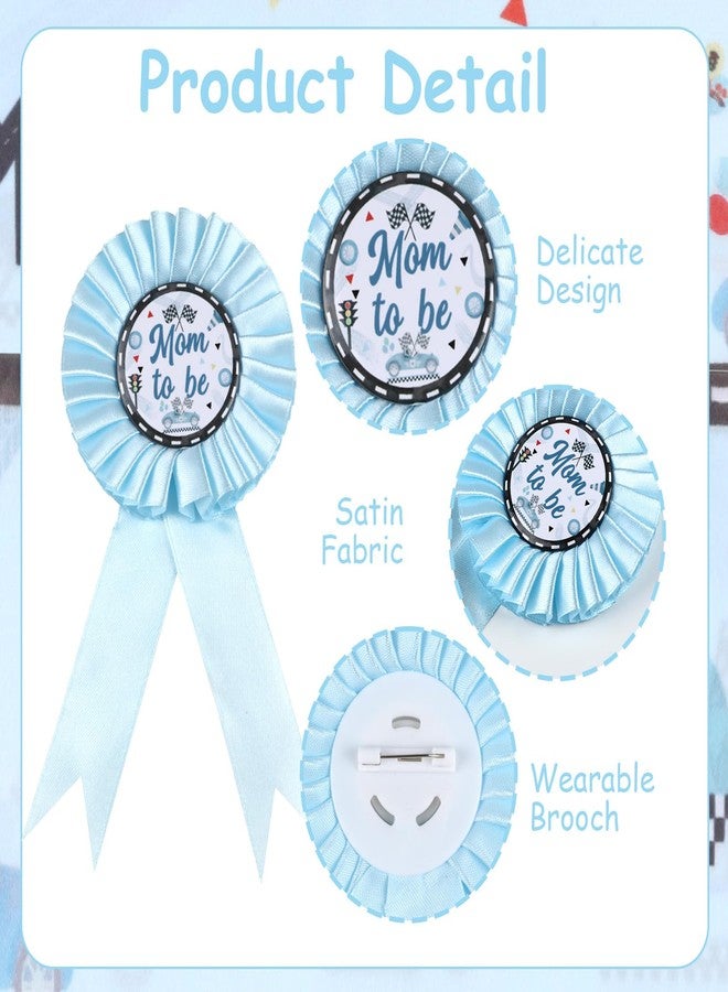 Serencatcher Race Car Baby Shower Decorations, Vintage Racing Car Mom to Be Sash Cars Theme Mom Dad to Be Corsage Pin Flower Crown Headband Blue for Boy Let’s Go Racing Baby Shower Party Favors - Image 3