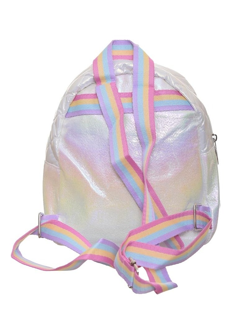 Backpack For Kids Girls Polyester Fabric With Uni Corn Design And Butterfly Shapes