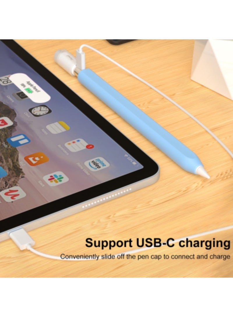 AROAQ For Apple Pencil (USB-C) Transparent Jelly Stylus Protective Cover(Sky Blue) - Image 5