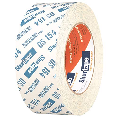 Shurtape DS 154 Double-Sided Containment Tape, Painter's Tape and Sticks to Plastic Sheets, For Painting and Remodeling, 48mm x 23 Meters, Natural, 1 Roll (104333) - Image 5