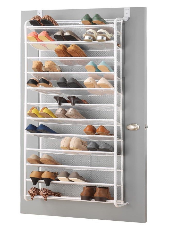 Whitmor 36 Pair Over The Door Shoe Organizer, 12 Tier Hanging Shoe Organizer, Heavy Duty Metal & Mesh Shoe Holder, Hanging Shoe Rack for Closet Organizer & Storage, 69"L x 21.7"W x 7.5"H, White - Image 2