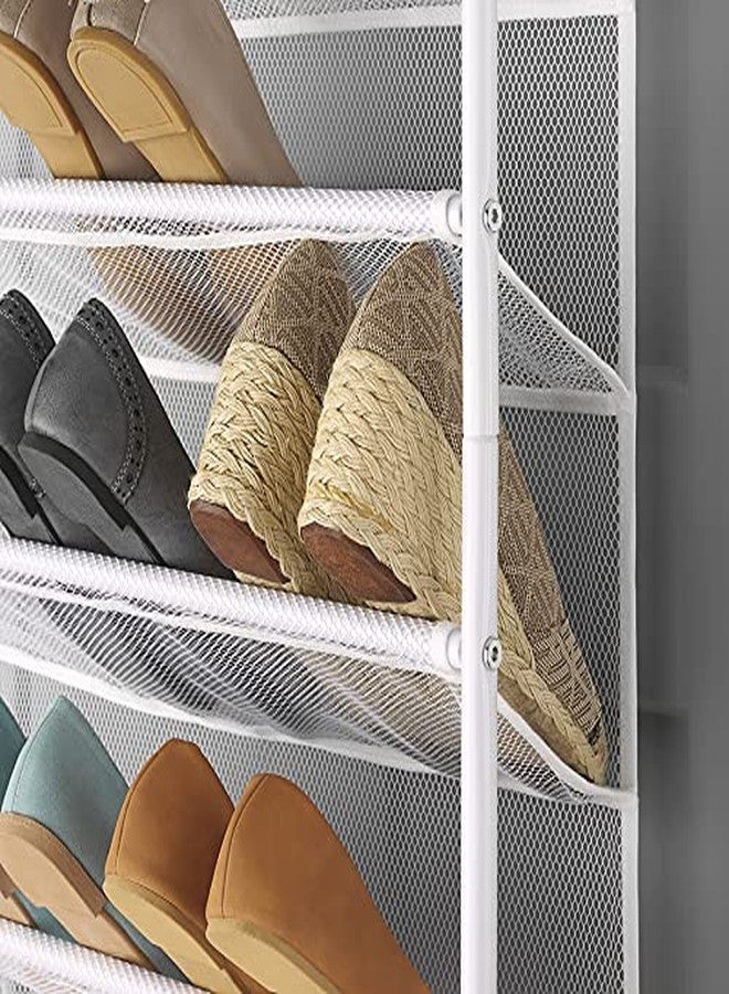 Whitmor 36 Pair Over The Door Shoe Organizer, 12 Tier Hanging Shoe Organizer, Heavy Duty Metal & Mesh Shoe Holder, Hanging Shoe Rack for Closet Organizer & Storage, 69"L x 21.7"W x 7.5"H, White - Image 4