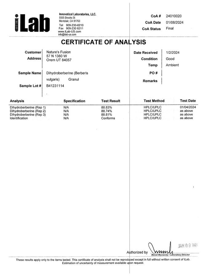 Nature'S Fusions مكمل دihydroberberine 200 ملغ 60 كبسولة - مع قرفة سيلان - أكثر فعالية 5 مرات من بربيرين HCL العادي - سوبر بربيرين مع قرفة سيلان - دihydroberberine مع قرفة سيلان - Image 5