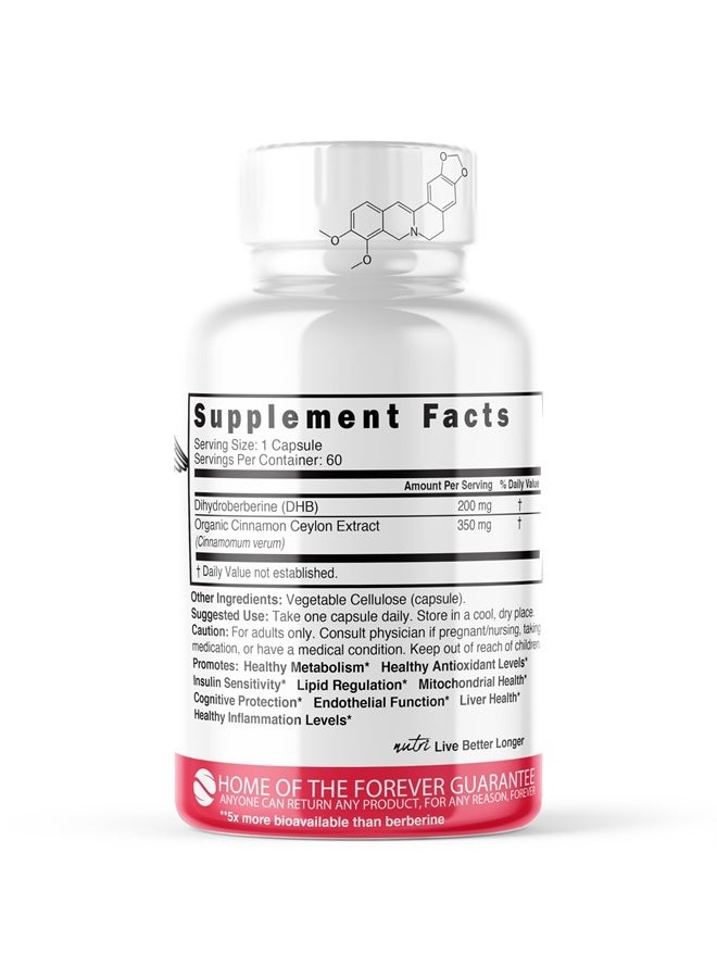 Nature'S Fusions مكمل دihydroberberine 200 ملغ 60 كبسولة - مع قرفة سيلان - أكثر فعالية 5 مرات من بربيرين HCL العادي - سوبر بربيرين مع قرفة سيلان - دihydroberberine مع قرفة سيلان - Image 2