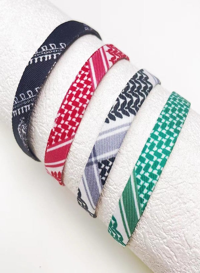 EXPHAIN 4 Pieces Palestinian Keffiyeh Bracelet for Women Men Handmade Adjustable Woven Fabric Braceletss Jewelry - Image 2