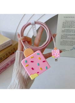 2024 Cartoon British Rules 20W Fast Charging Head Protective Cover For Apple 20WPD Charger Folding Three-plug-Specifications:Apple British Standard 20w Ice Cream 4-piece Set