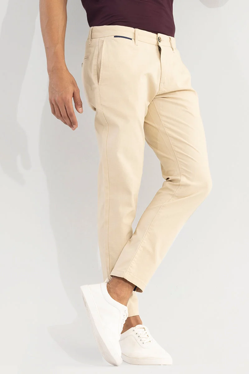 SNITCH Stygian Beige Solid Pant