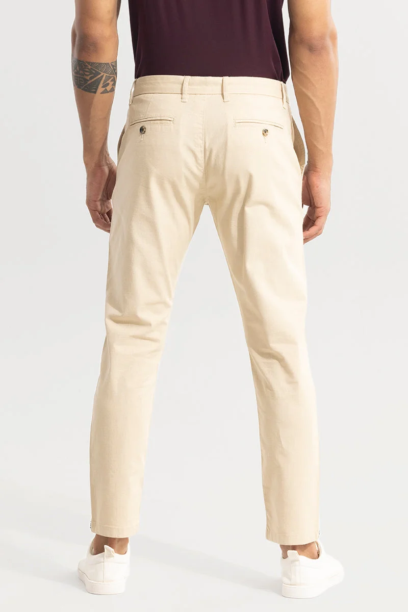 SNITCH Stygian Beige Solid Pant