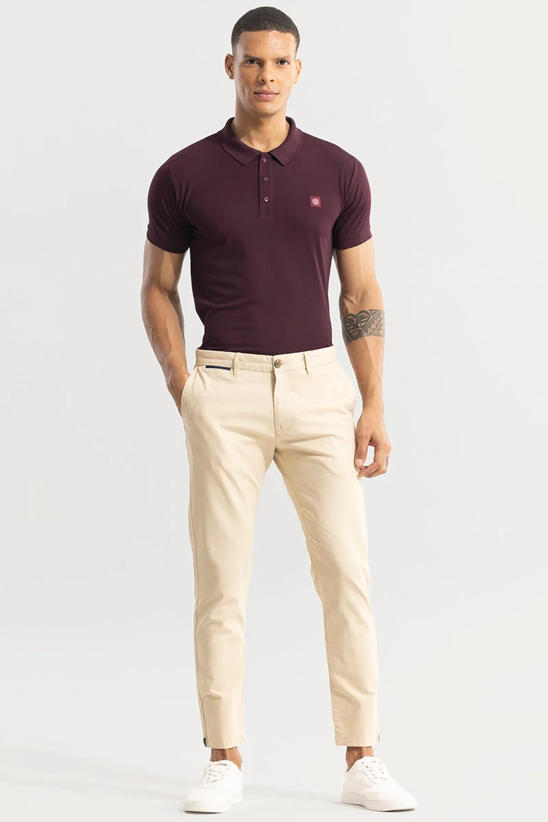 SNITCH Stygian Beige Solid Pant