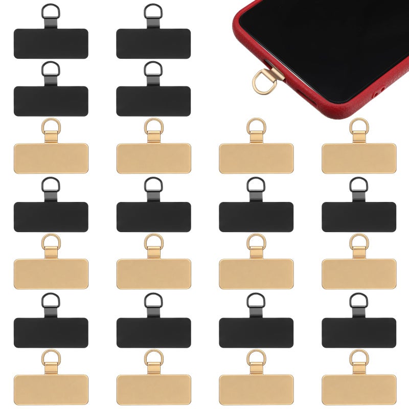 Frienda 24 Pcs Phone Tether Tab Universal Phone Case Insert for Strap and Charm Champagne Gold and Black 44lbs Load Capacity for Cellphone Strap - Image 1