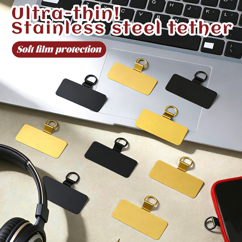 Frienda 24 Pcs Phone Tether Tab Universal Phone Case Insert for Strap and Charm Champagne Gold and Black 44lbs Load Capacity for Cellphone Strap - Image 3