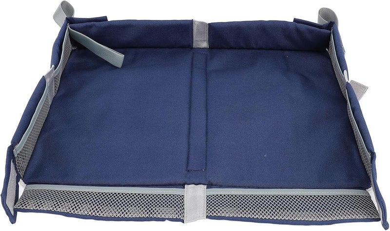 Foldable Travel Tray Cover Multifunctional Airplane Tray Organizer Kids Adults Train Table Tray Bag Planes Trains Polyester Fiber 39x27x6cm (Dark Blue) - Image 1