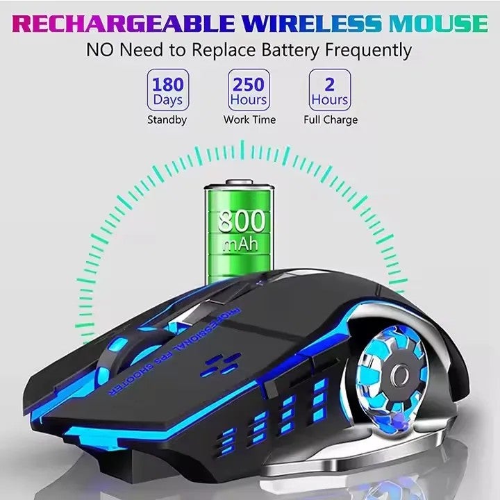 Y&D 2.  4G Rechargeable BT Gaming Mouse - RGB Backlit Wireless Mechanical Mouse for PC & Laptop Gamers - Image 3