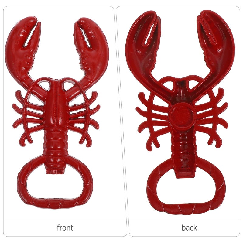 Zinc Alloy Lobster Shape Bottle Opener 2Pcs Set Manual Beer Can Opener Red Finish - Image 4